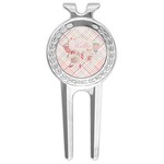 Modern Plaid & Floral Golf Divot Tool & Ball Marker (Personalized)