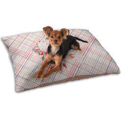 Modern Plaid & Floral Dog Bed - Small w/ Name or Text