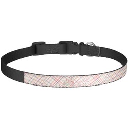 Modern Plaid & Floral Dog Collar - Large (Personalized)