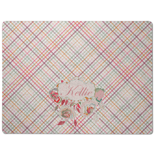 Modern Plaid & Floral Dog Food Mat - Medium without bowls