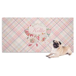 Modern Plaid & Floral Dog Towel (Personalized)