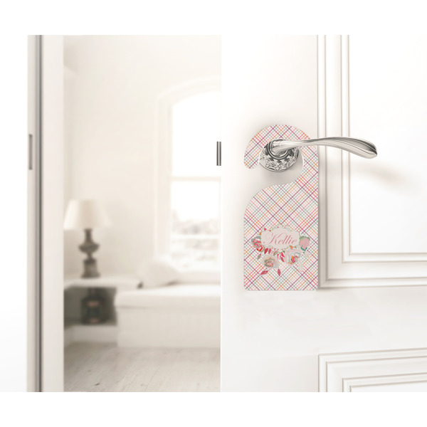 Modern Plaid & Floral Door Hanger - LIFESTYLE