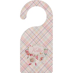 Modern Plaid & Floral Door Hanger (Personalized)