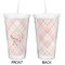 Modern Plaid & Floral Double Wall Tumbler with Straw - Approval