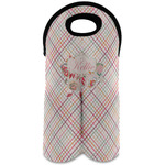 Modern Plaid & Floral Wine Tote Bag (2 Bottles) (Personalized)