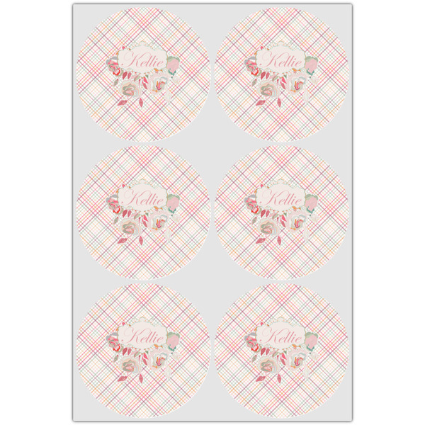 Modern Plaid & Floral Drink Topper - Large - Set of 6