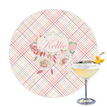 Modern Plaid & Floral Printed Drink Topper - 3.25" (Personalized)