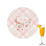 Modern Plaid & Floral Printed Drink Topper - 2.15" (Personalized)