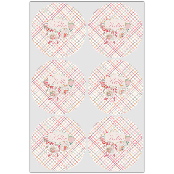 Modern Plaid & Floral Drink Topper - XLarge - Set of 6