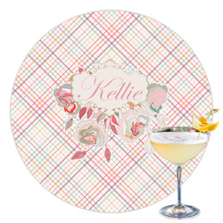 Modern Plaid & Floral Printed Drink Topper - 3.5" (Personalized)