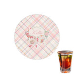 Modern Plaid & Floral Printed Drink Topper - 1.5" (Personalized)