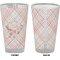 Modern Plaid & Floral Pint Glass - Full Color - Front & Back Views