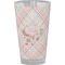 Modern Plaid & Floral Pint Glass - Full Color (Personalized)