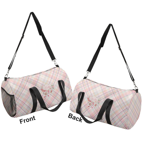 Modern Plaid & Floral Duffle bag large front and back sides