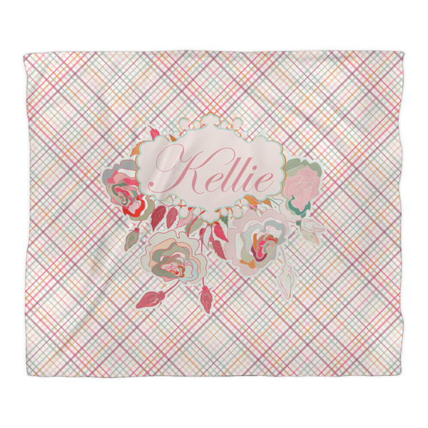 Modern Plaid & Floral Duvet Cover - King - Front