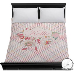 Modern Plaid & Floral Duvet Cover - Full / Queen (Personalized)