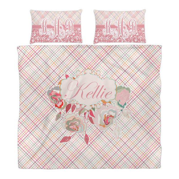 Modern Plaid & Floral Duvet Cover Set - King - Alt Approval
