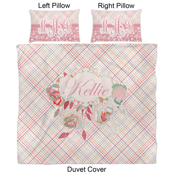 Modern Plaid & Floral Duvet Cover Set - King - Approval