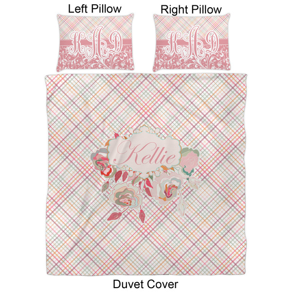 Modern Plaid & Floral Duvet Cover Set - Queen - Approval