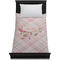 Modern Plaid & Floral Duvet Cover - Twin - On Bed - No Prop