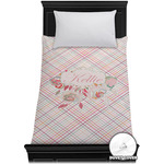 Modern Plaid & Floral Duvet Cover - Twin XL (Personalized)