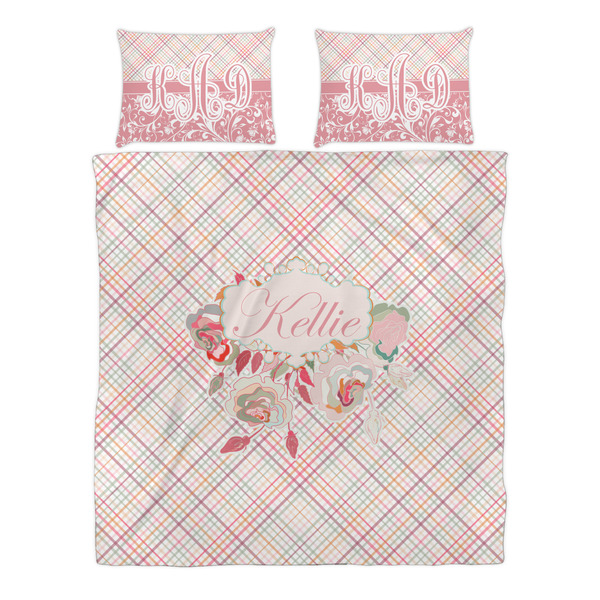 Modern Plaid & Floral Duvet cover Set - Queen - Alt Approval