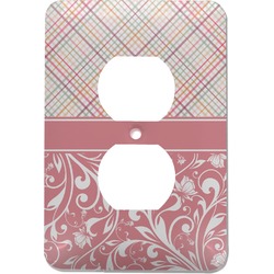 Modern Plaid & Floral Electric Outlet Plate (Personalized)