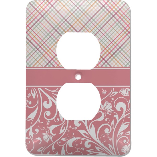 Custom Modern Plaid & Floral Electric Outlet Plate