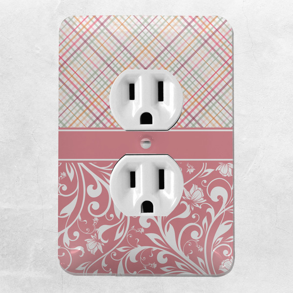 Modern Plaid & Floral Electric Outlet Plate - LIFESTYLE