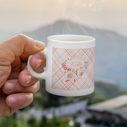 Modern Plaid & Floral Single Shot Espresso Cup - Single (Personalized)