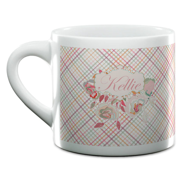 Modern Plaid & Floral Espresso Cup - 6oz (Double Shot) (MAIN)