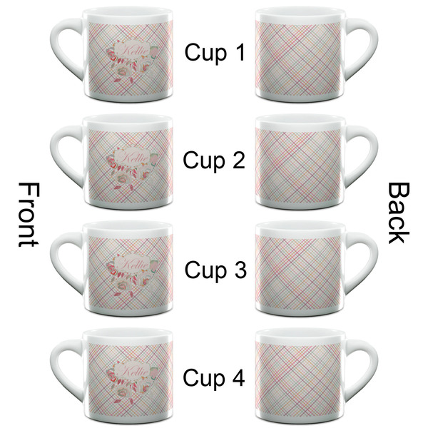Modern Plaid & Floral Espresso Cup - 6oz (Double Shot Set of 4) APPROVAL