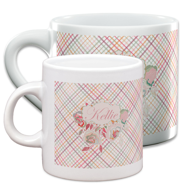 Modern Plaid & Floral Espresso Mugs - Main Parent