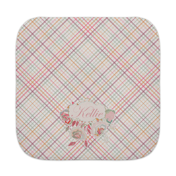 Custom Modern Plaid & Floral Face Towel (Personalized)