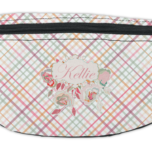 Modern Plaid & Floral Fanny Pack - Closeup