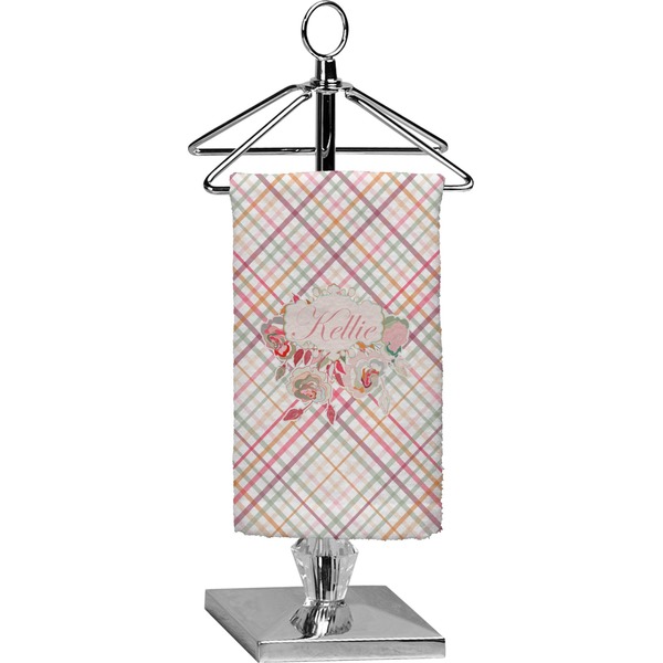 Custom Modern Plaid & Floral Finger Tip Towel - Full Print (Personalized)