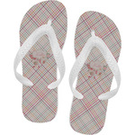 Modern Plaid & Floral Flip Flops - Small (Personalized)