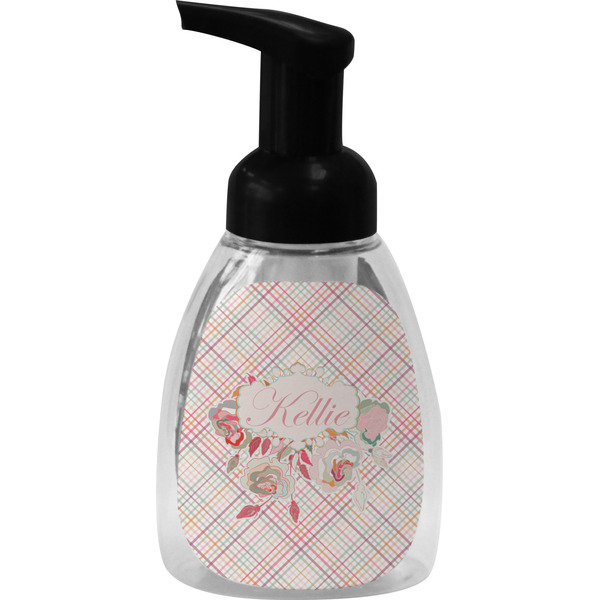 Custom Modern Plaid & Floral Foam Soap Bottle (Personalized)