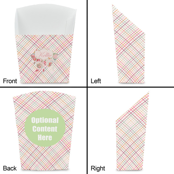Modern Plaid & Floral French Fry Favor Box - Front & Back View