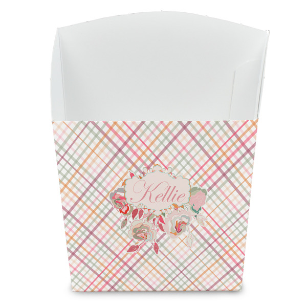 Custom Modern Plaid & Floral French Fry Favor Boxes (Personalized)