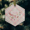 Modern Plaid & Floral Frosted Glass Ornament - Hexagon (Lifestyle)