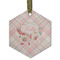 Modern Plaid & Floral Frosted Glass Ornament - Hexagon