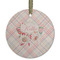 Modern Plaid & Floral Frosted Glass Ornament - Round