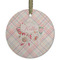 Modern Plaid & Floral Flat Glass Ornament - Round w/ Name or Text