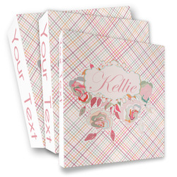 Modern Plaid & Floral 3 Ring Binder - Full Wrap (Personalized)