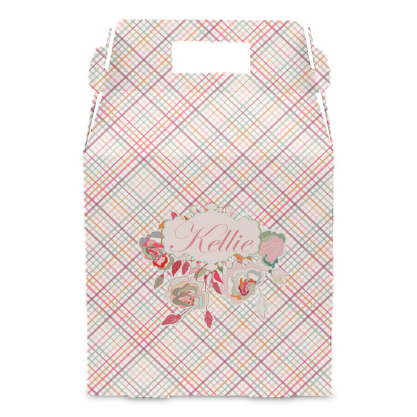 Modern Plaid & Floral Gable Favor Box - Front