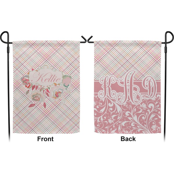 Modern Plaid & Floral Garden Flag - Double Sided Front and Back