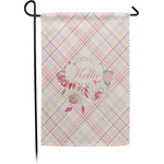 Modern Plaid & Floral Small Garden Flag - Single Sided w/ Name or Text