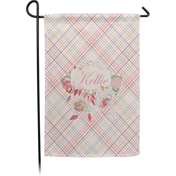 Custom Modern Plaid & Floral Garden Flag (Personalized)