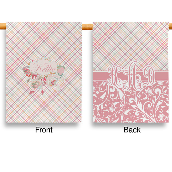 Modern Plaid & Floral Garden Flags - Large - Double Sided - APPROVAL
